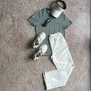 NWT J.Crew Mercantile XS Green Stripe T-Shirt - 100% cotton